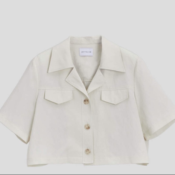 Linen blend cropped shirt from Lattelier - Picture 6 of 10